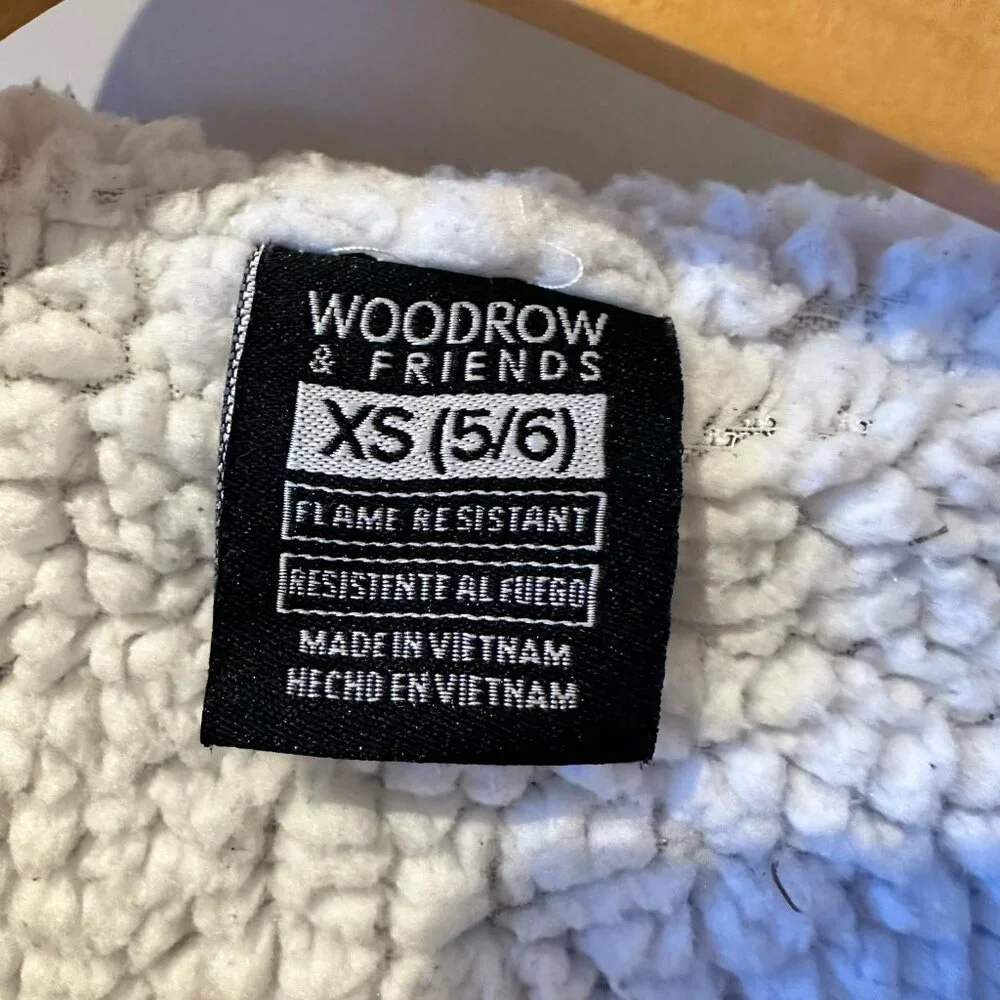 Woodrow & Friends Fleece Puppy Dog Gray  White Robe Housecoat‎ Size 5/6